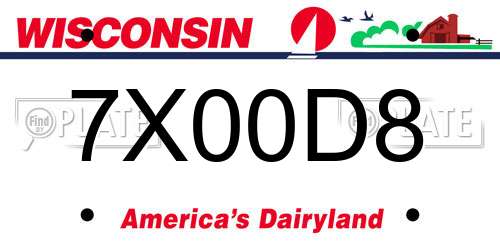 7X00D8 Wisconsin License Plate