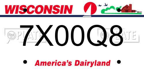 7X00Q8 Wisconsin License Plate