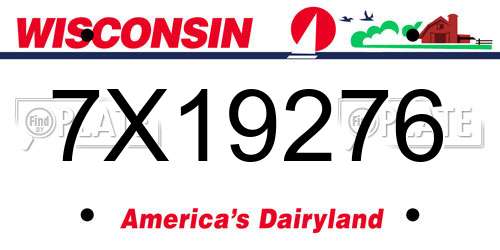 7X19276 Wisconsin License Plate