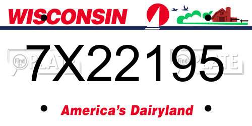 7X22195 Wisconsin License Plate