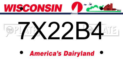 7X22B4 Wisconsin License Plate