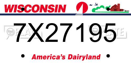 7X27195 Wisconsin License Plate