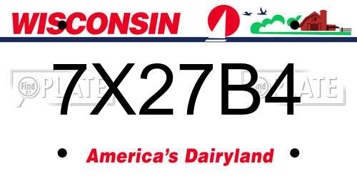 7X27B4 Wisconsin License Plate
