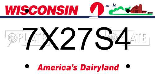 7X27S4 Wisconsin License Plate