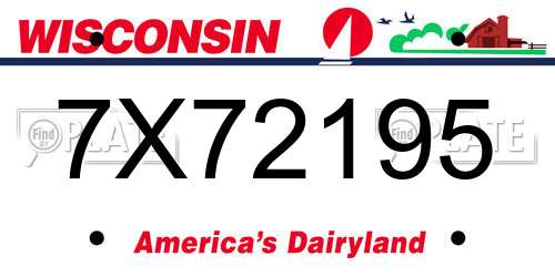 7X72195 Wisconsin License Plate