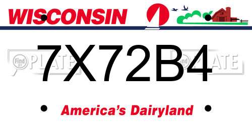 7X72B4 Wisconsin License Plate