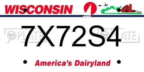 7X72S4 Wisconsin License Plate
