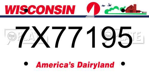 7X77195 Wisconsin License Plate
