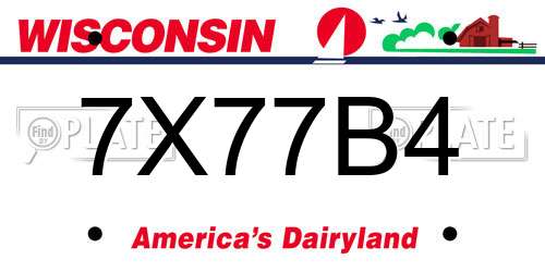 7X77B4 Wisconsin License Plate