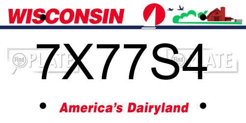 7X77S4 Wisconsin License Plate