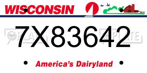7X83642 Wisconsin License Plate