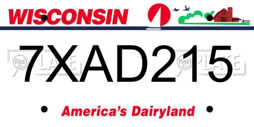 7XAD215 Wisconsin License Plate