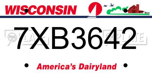 7XB3642 Wisconsin License Plate