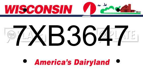 7XB3647 Wisconsin License Plate