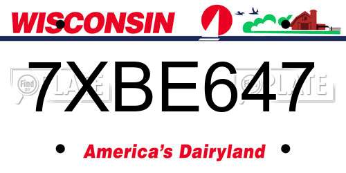 7XBE647 Wisconsin License Plate