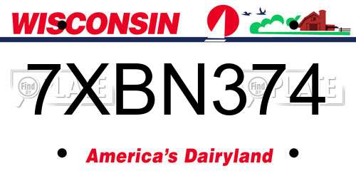 7XBN374 Wisconsin License Plate