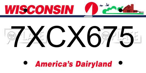 7XCX675 Wisconsin License Plate