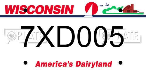 7XD005 Wisconsin License Plate