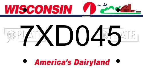 7XD045 Wisconsin License Plate