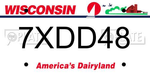 7XDD48 Wisconsin License Plate