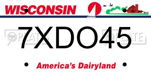 7XDO45 Wisconsin License Plate
