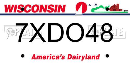 7XDO48 Wisconsin License Plate