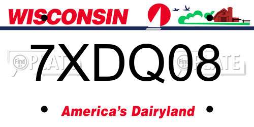 7XDQ08 Wisconsin License Plate
