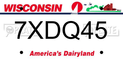 7XDQ45 Wisconsin License Plate