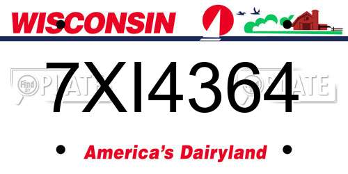 7XI4364 Wisconsin License Plate
