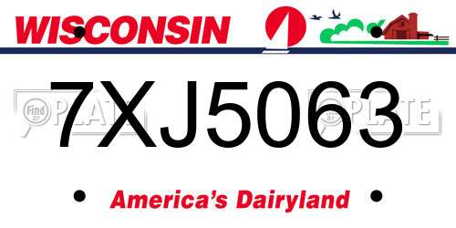 7XJ5063 Wisconsin License Plate