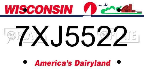 7XJ5522 Wisconsin License Plate