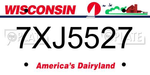 7XJ5527 Wisconsin License Plate
