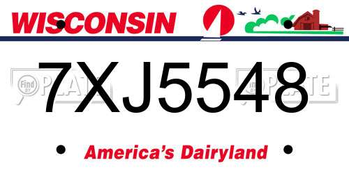 7XJ5548 Wisconsin License Plate