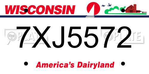 7XJ5572 Wisconsin License Plate