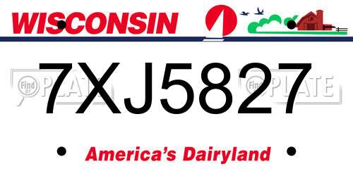 7XJ5827 Wisconsin License Plate