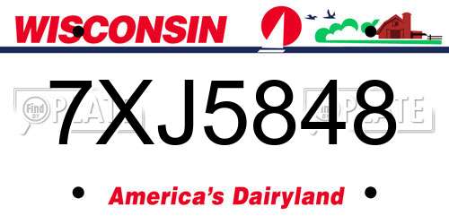 7XJ5848 Wisconsin License Plate