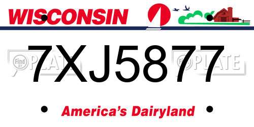 7XJ5877 Wisconsin License Plate