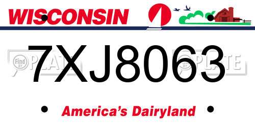 7XJ8063 Wisconsin License Plate