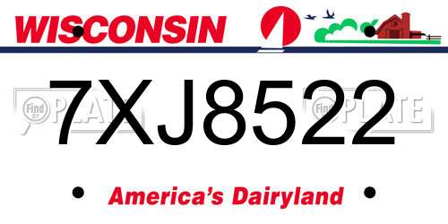 7XJ8522 Wisconsin License Plate
