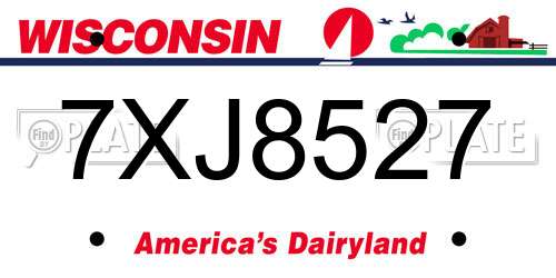 7XJ8527 Wisconsin License Plate