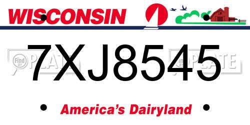 7XJ8545 Wisconsin License Plate