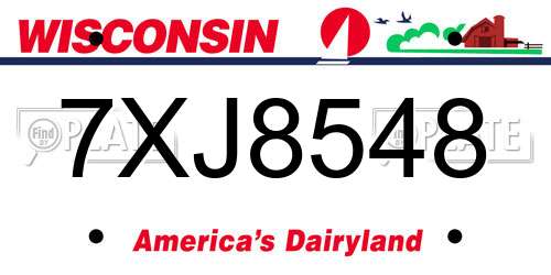 7XJ8548 Wisconsin License Plate