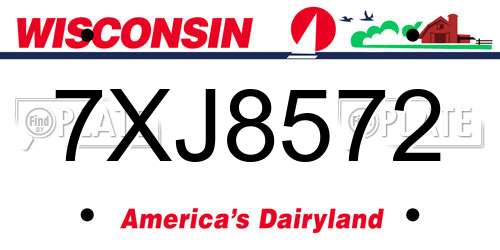 7XJ8572 Wisconsin License Plate
