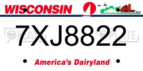 7XJ8822 Wisconsin License Plate