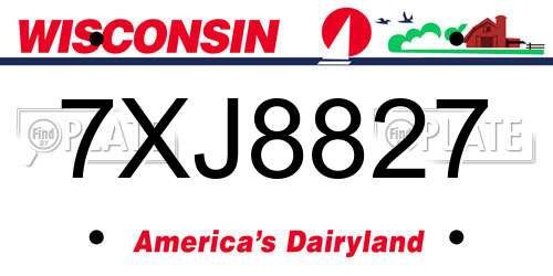 7XJ8827 Wisconsin License Plate