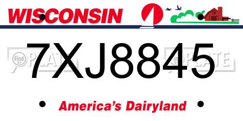 7XJ8845 Wisconsin License Plate