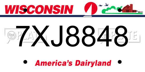 7XJ8848 Wisconsin License Plate
