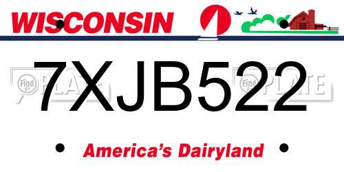 7XJB522 Wisconsin License Plate