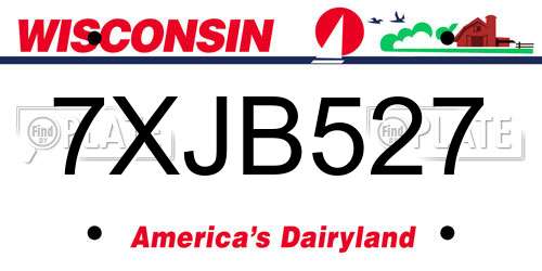 7XJB527 Wisconsin License Plate