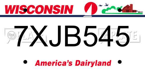 7XJB545 Wisconsin License Plate